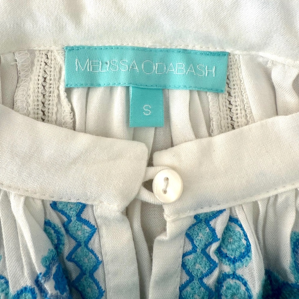 🌊 Melissa Odabash White & Teal Embroidered Beach Dress / Cover-Up 🌊 - Picture 5 of 5